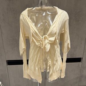 Chic Cream Tie-Front Women's Cardigan
